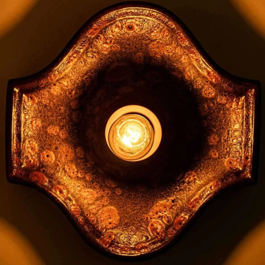 Clearance Pamono Oval Fat Lava Style Ceramic Wall Lights, 1970s, Set of 2