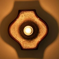 Clearance Pamono Oval Ochre Fat Lava Ceramic Wall Lights, 1970s, Set of 2
