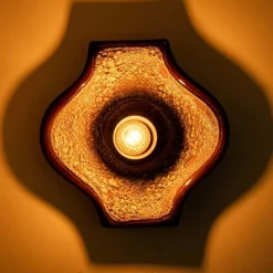 Clearance Pamono Oval Ochre Fat Lava Ceramic Wall Lights, 1970s, Set of 2