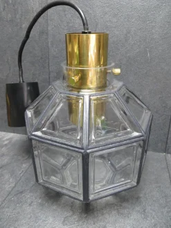 Hot Pamono P216 Ceiling Lamp in Glass and Brass from Glashütte Limburg, 1960s