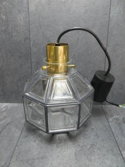 Hot Pamono P216 Ceiling Lamp in Glass and Brass from Glashütte Limburg, 1960s