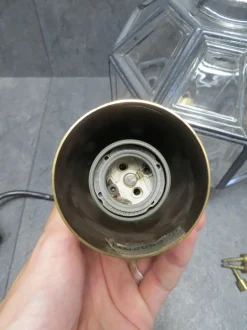 Hot Pamono P216 Ceiling Lamp in Glass and Brass from Glashütte Limburg, 1960s