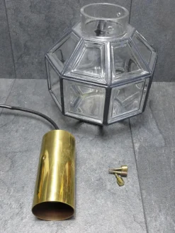 Hot Pamono P216 Ceiling Lamp in Glass and Brass from Glashütte Limburg, 1960s