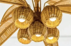 Clearance Pamono Palm Tree Ceiling Light in Rattan, 1990s