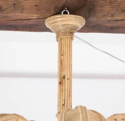 Clearance Pamono Palm Tree Ceiling Light in Rattan, 1990s