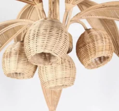 Clearance Pamono Palm Tree Ceiling Light in Rattan, 1990s