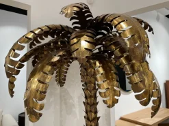 Clearance Pamono Palm Tree Floor Lamp in Gilt Metal and Black Lacquered Mirror