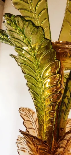 Clearance Pamono Palm Tree Floor Lamps in Brass & Murano Glass, Set of 2