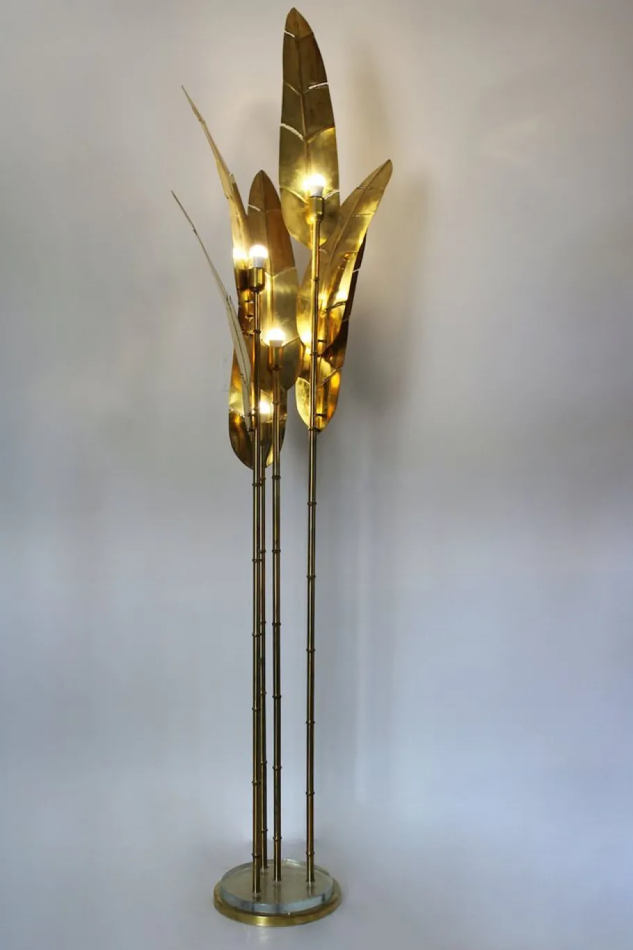 Pamono Palma Floor Lamp in Brass, 1970s