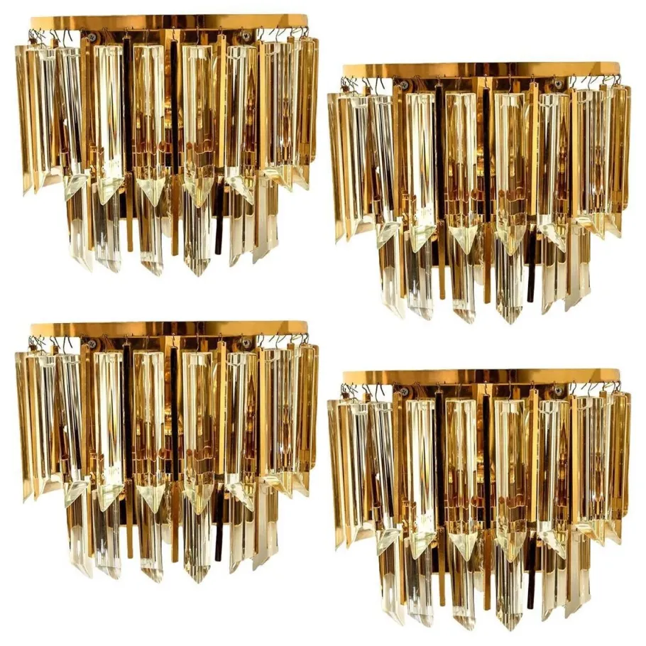 Clearance Pamono Palwa Murano Glass and Brass Sconce, Austria, 1960s
