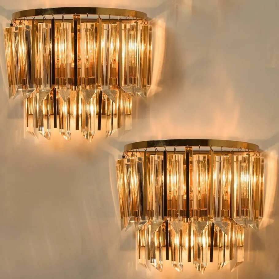 Clearance Pamono Palwa Murano Glass and Brass Sconce, Austria, 1960s