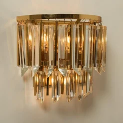 Clearance Pamono Palwa Murano Glass and Brass Sconce, Austria, 1960s