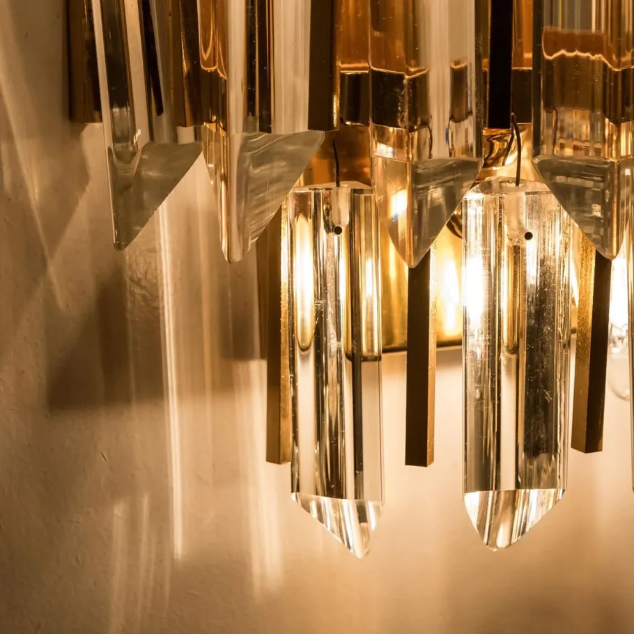 Clearance Pamono Palwa Murano Glass and Brass Sconce, Austria, 1960s