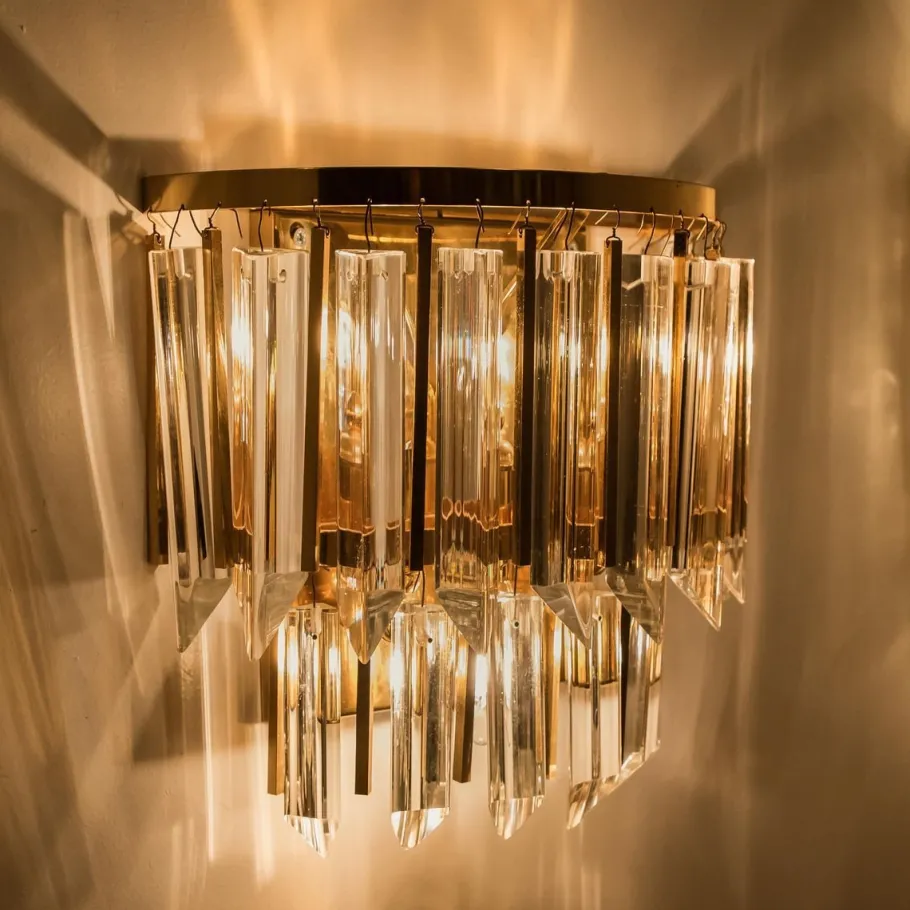 Clearance Pamono Palwa Murano Glass and Brass Sconce, Austria, 1960s