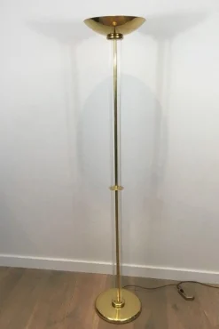 New Pamono Parquet Floor Lamp in Golden Brass & Acrylic Glass