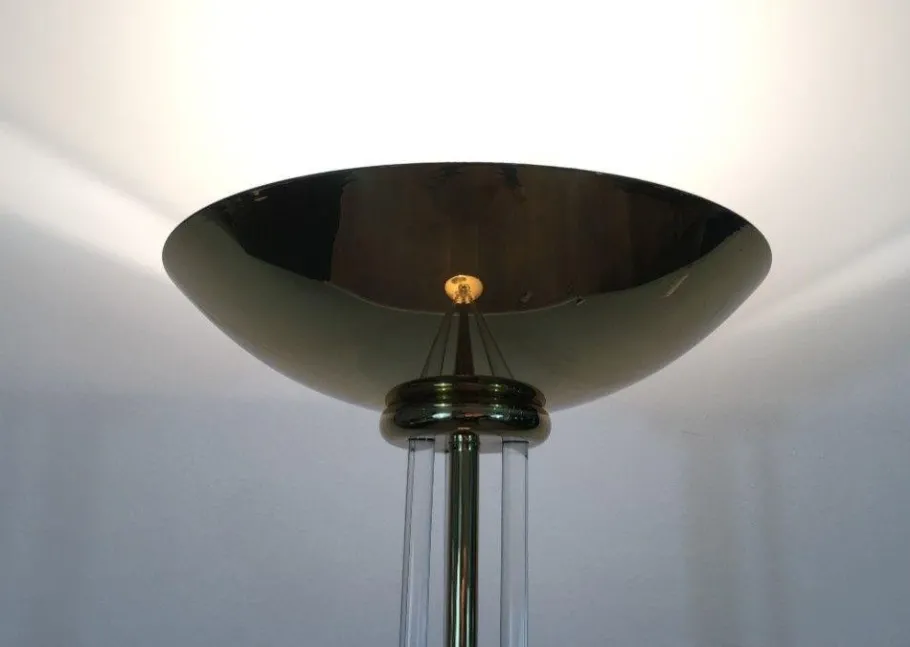 New Pamono Parquet Floor Lamp in Golden Brass & Acrylic Glass