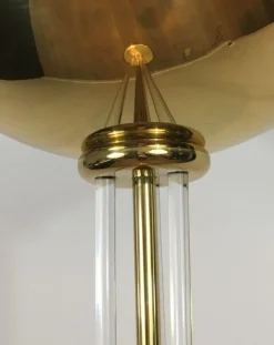 New Pamono Parquet Floor Lamp in Golden Brass & Acrylic Glass