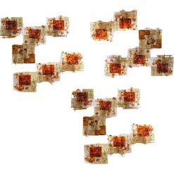 New Pamono Patchwork Wall Lights in Hand Blown Glass attributed to Toni Zuccheri for Venini, 1970s, Set of 20