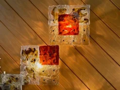 New Pamono Patchwork Wall Lights in Hand Blown Glass attributed to Toni Zuccheri for Venini, 1970s, Set of 20