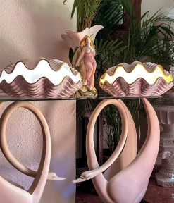 Outlet Pamono Pearly Glazed Ceramic Lamps in the shape of a Shell by Bon Día, 1960s, Set of 2