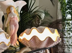 Outlet Pamono Pearly Glazed Ceramic Lamps in the shape of a Shell by Bon Día, 1960s, Set of 2