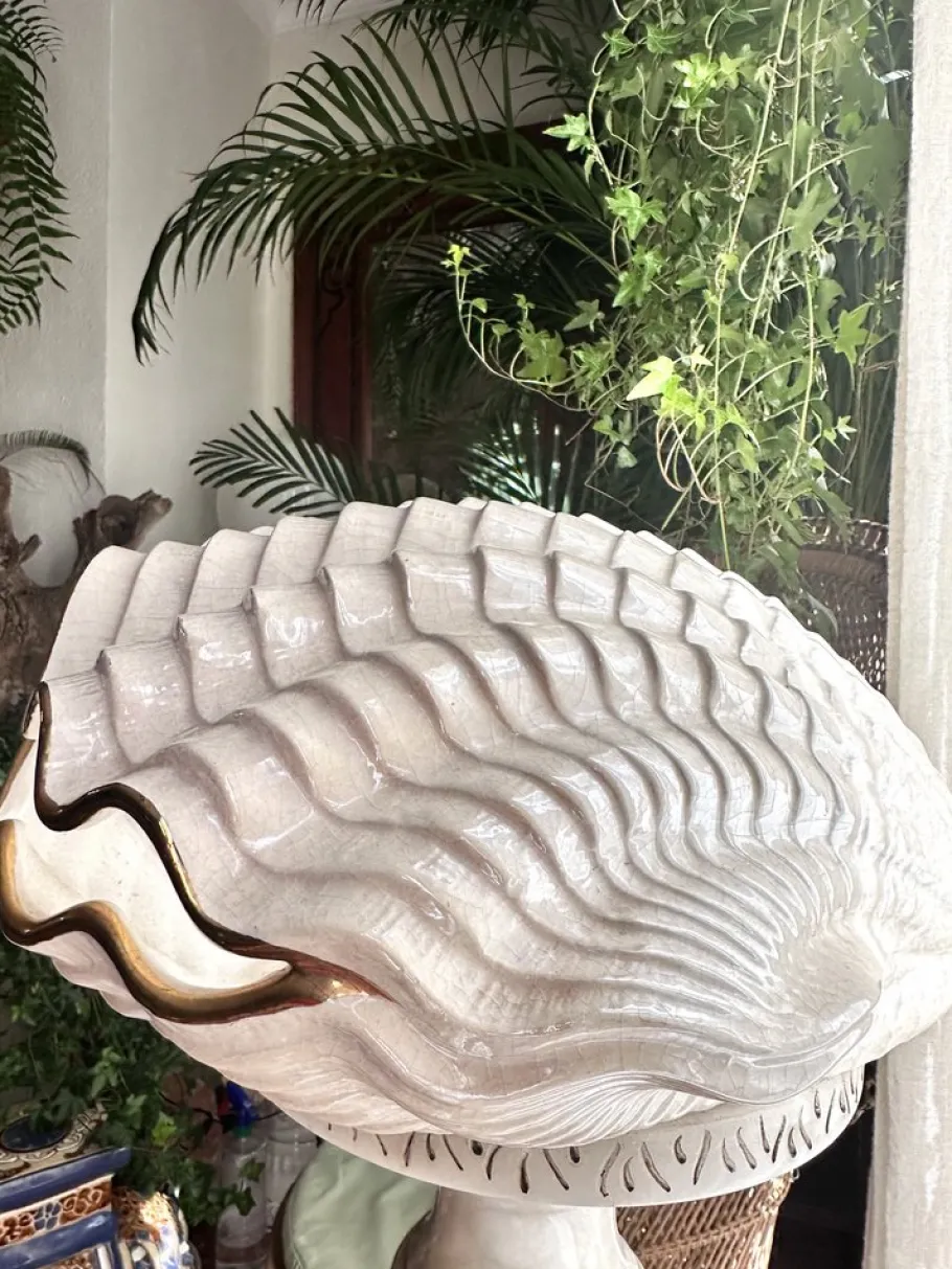 Outlet Pamono Pearly Glazed Ceramic Lamps in the shape of a Shell by Bon Día, 1960s, Set of 2