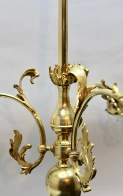 New Pamono Pendant Chandelier in Solid Polished Brass with Three Arms, Late 19th Century