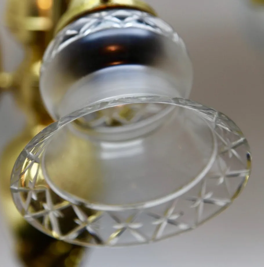 New Pamono Pendant Chandelier in Solid Polished Brass with Three Arms, Late 19th Century