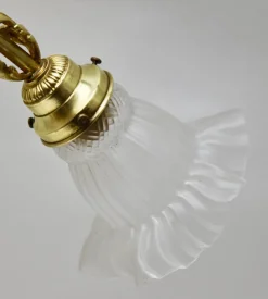 New Pamono Pendant Chandelier in Solid Polished Brass with Three Arms, Late 19th Century