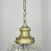New Pamono Pendant in Brass and Pressed Crystal