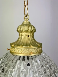 New Pamono Pendant in Brass and Pressed Crystal