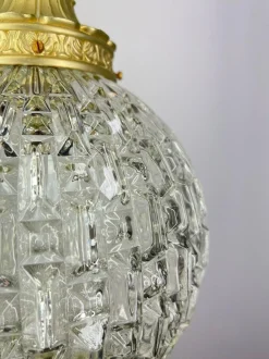 New Pamono Pendant in Brass and Pressed Crystal