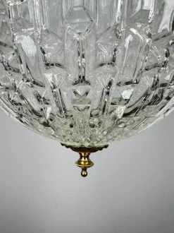 New Pamono Pendant in Brass and Pressed Crystal