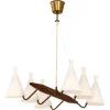 Discount Pamono Pendant Lamp in Teak and Opaline Glass by Svend Aage Holm Sørensen, 1950s