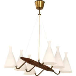 Discount Pamono Pendant Lamp in Teak and Opaline Glass by Svend Aage Holm Sørensen, 1950s