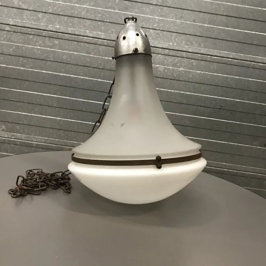 New Pamono Pendant Lamp with White and Matted Glass Shade by Peter Behrens, 1910