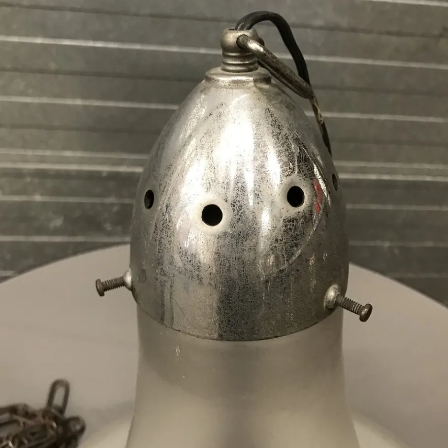 New Pamono Pendant Lamp with White and Matted Glass Shade by Peter Behrens, 1910