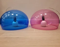 Hot Pamono Pendant Lamps Model Fl/Y in Blue and Pink from Kartell, Italy, 1990s, Set of 2
