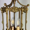 New Pamono Pendant Light Vintage French Brass Hanging Lantern 3 Bulb Lot 4195