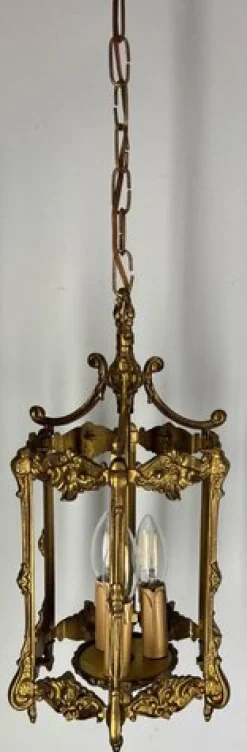 New Pamono Pendant Light Vintage French Brass Hanging Lantern 3 Bulb Lot 4195