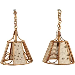 Hot Pamono Pendant Lights in Cane and Woven Wicker Cane, Italy, 1970s, Set of 2