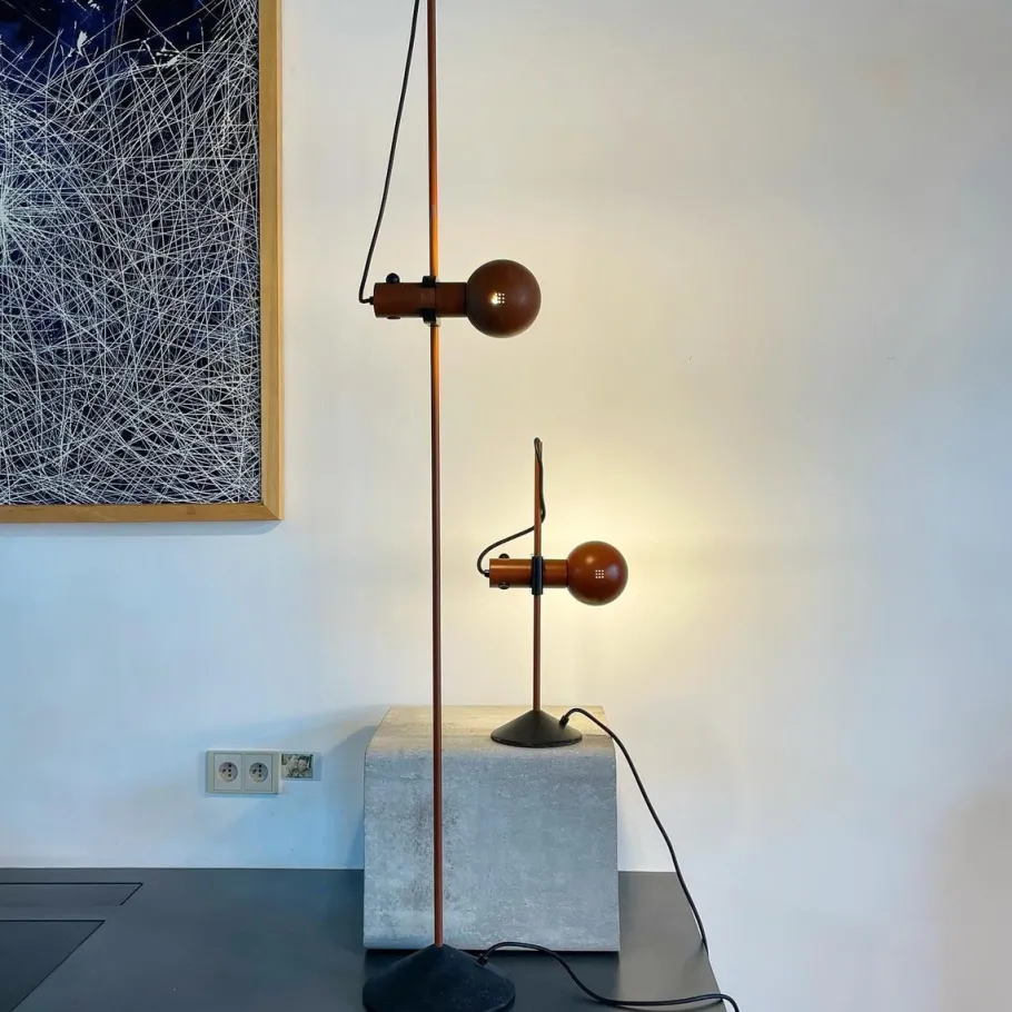 Hot Pamono Petrol Red Floor Lamp attributed to Raul Barbieri & Giorgio Maranelli for Tronconi, 1970s