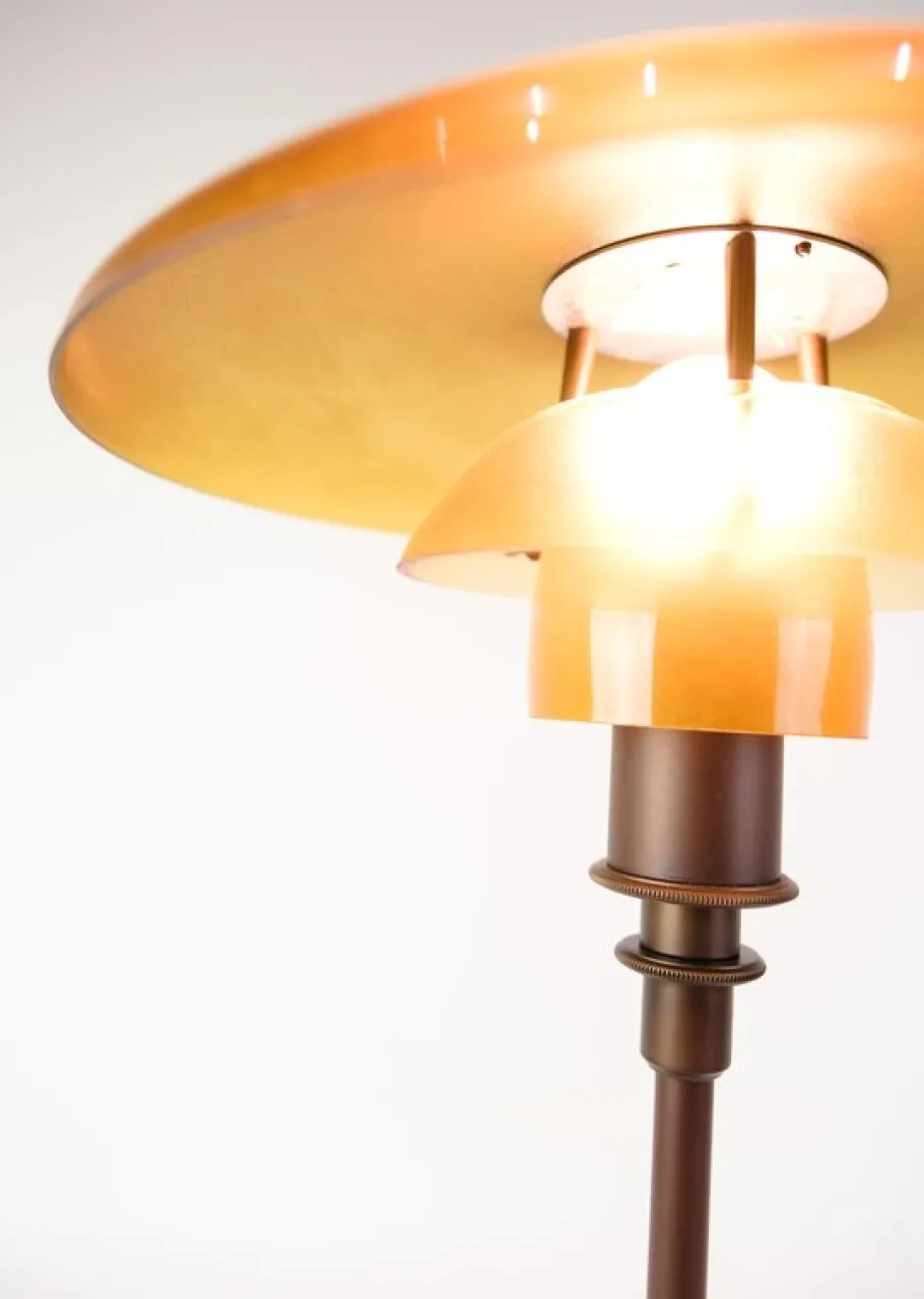New Pamono PH 3 2 Table Lamp with Amber Shades by Poul Henningsen for Louis Poulsen, 1930s