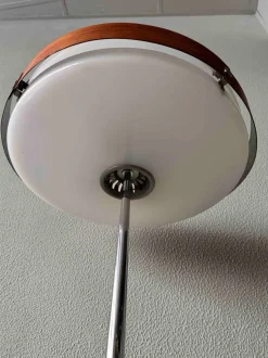 Clearance Pamono Phase Eclipse S Dimmable Floor Lamp in Chrome & Wood by Luis Pérez De La Oliva for Fase, 1966