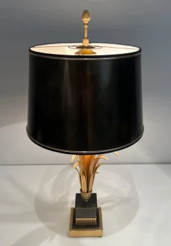 Clearance Pamono Pineapple Lamp in Gilded Metal and Black Lacquer in the style of Maison Charles