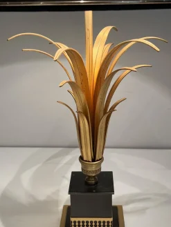 Clearance Pamono Pineapple Lamp in Gilded Metal and Black Lacquer in the style of Maison Charles