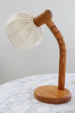 Hot Pamono Pinewood Swivel Arm Table Lamp from Solbackens Svarveri, Sweden, 1970s