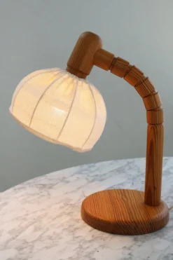 Hot Pamono Pinewood Swivel Arm Table Lamp from Solbackens Svarveri, Sweden, 1970s