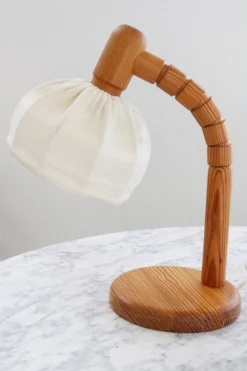 Hot Pamono Pinewood Swivel Arm Table Lamp from Solbackens Svarveri, Sweden, 1970s