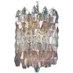 Sale Pamono Pink & Ice Poliedri Chandelier attributed to Carlo Scarpa from Venini, 1955